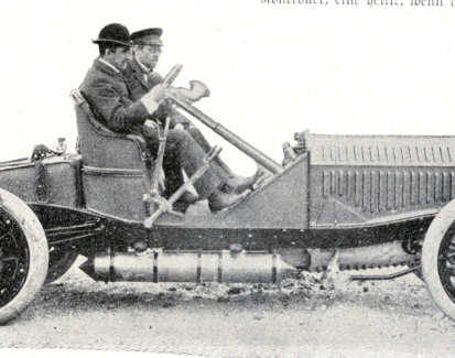 Ferdinand Porsche at the wheel of his 1900 La Presque Contente electric car