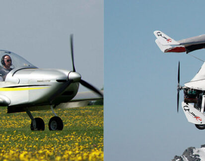 Pictured above left: A fixed-wing microlight; and above right: a flex-wing microlight