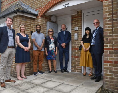 Coachmakers and Centrepoint team outside Huxley House