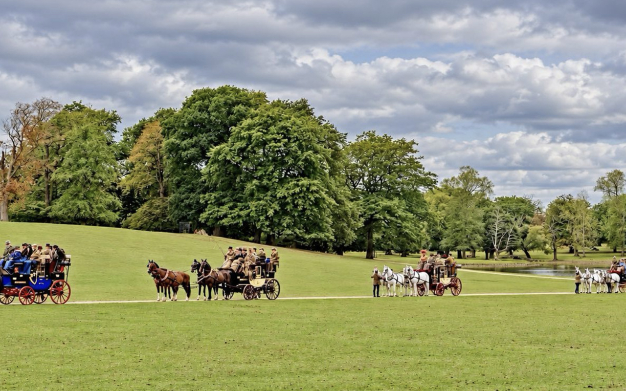 Five road coaches at Woburn